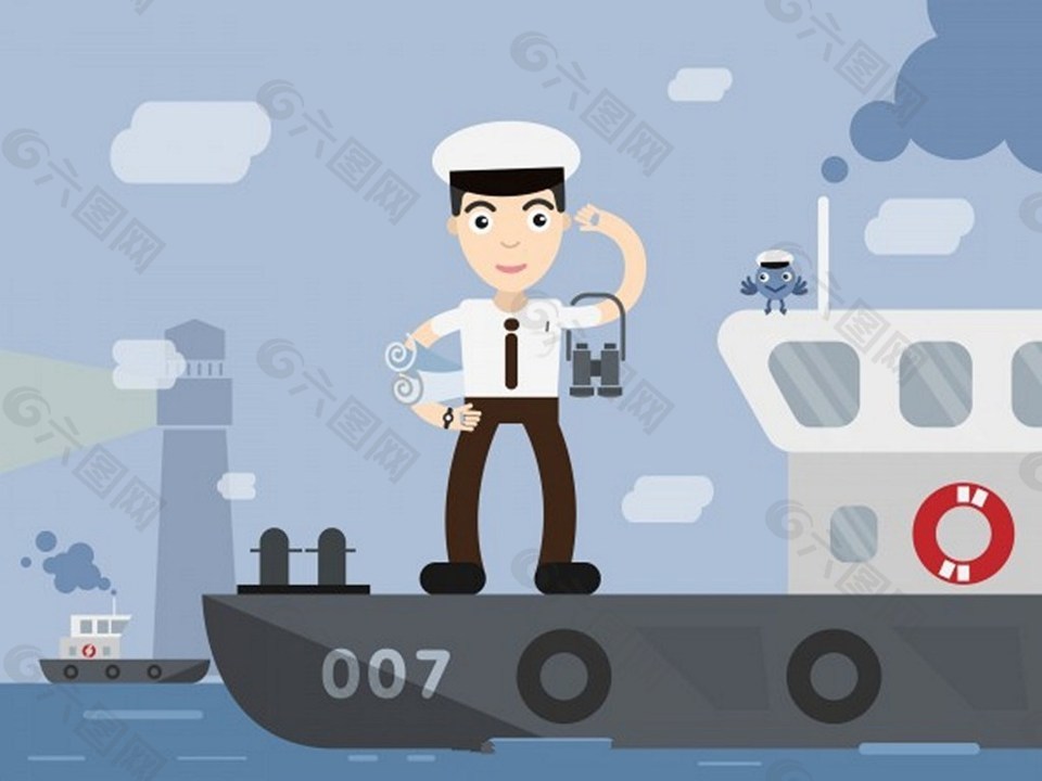 水手矢量背景海军报图