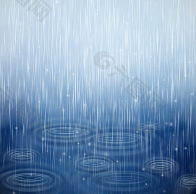 现实的雨滴纹理的蓝色背景