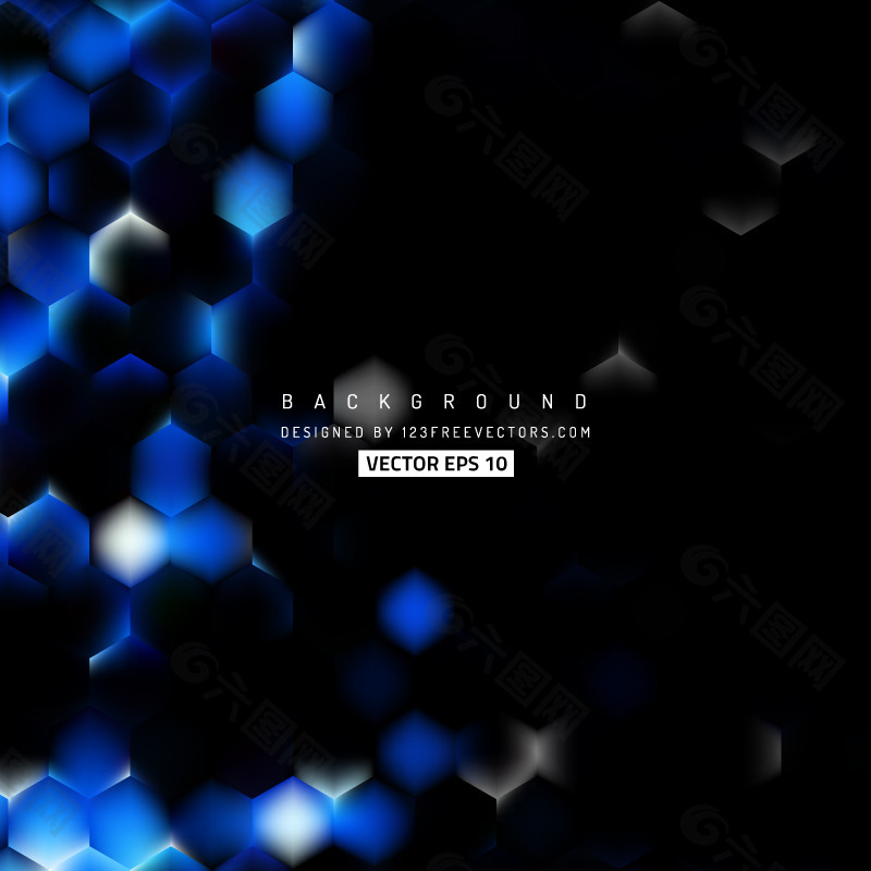蓝黑六角图案背景设计