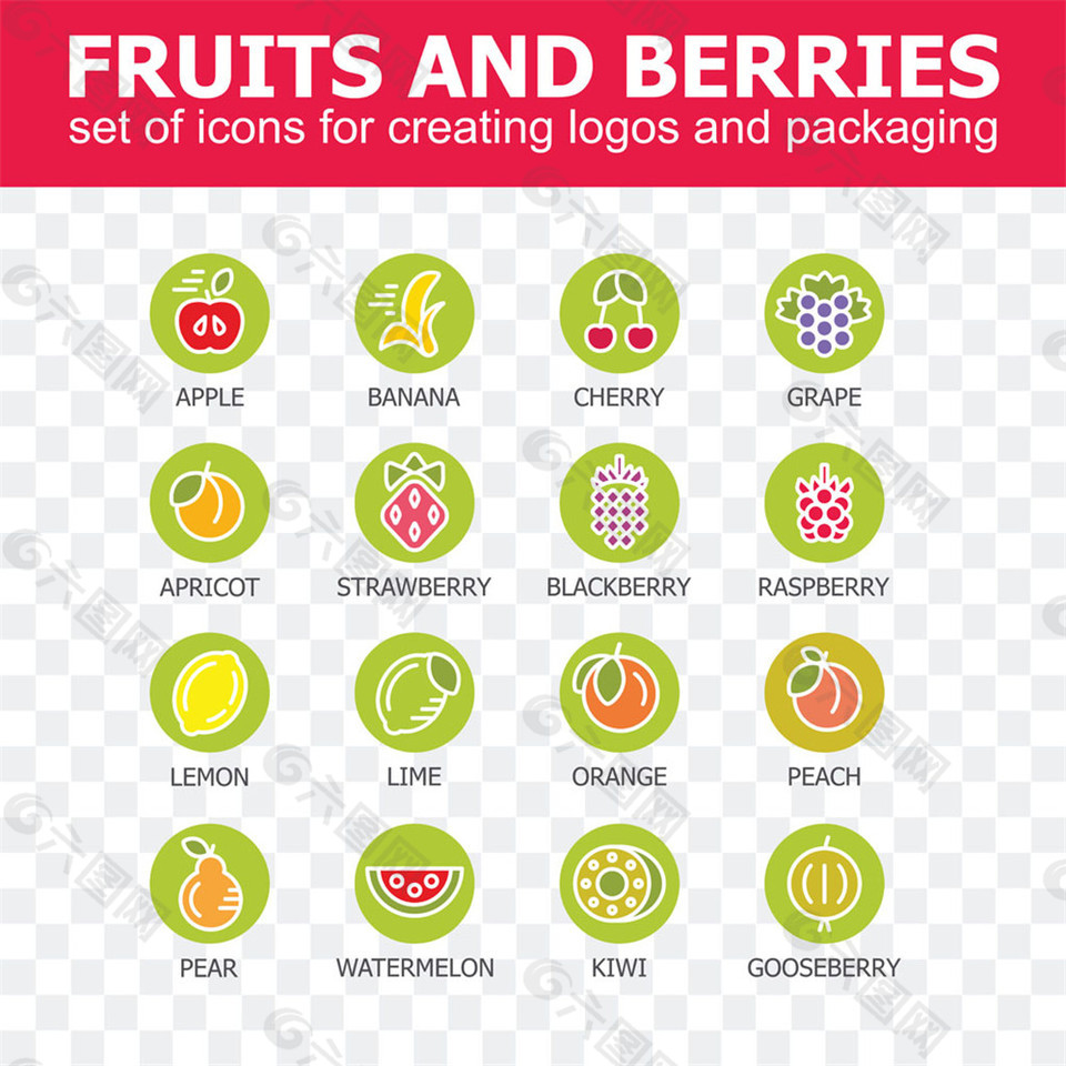 绿色圆形水果按钮图标图片