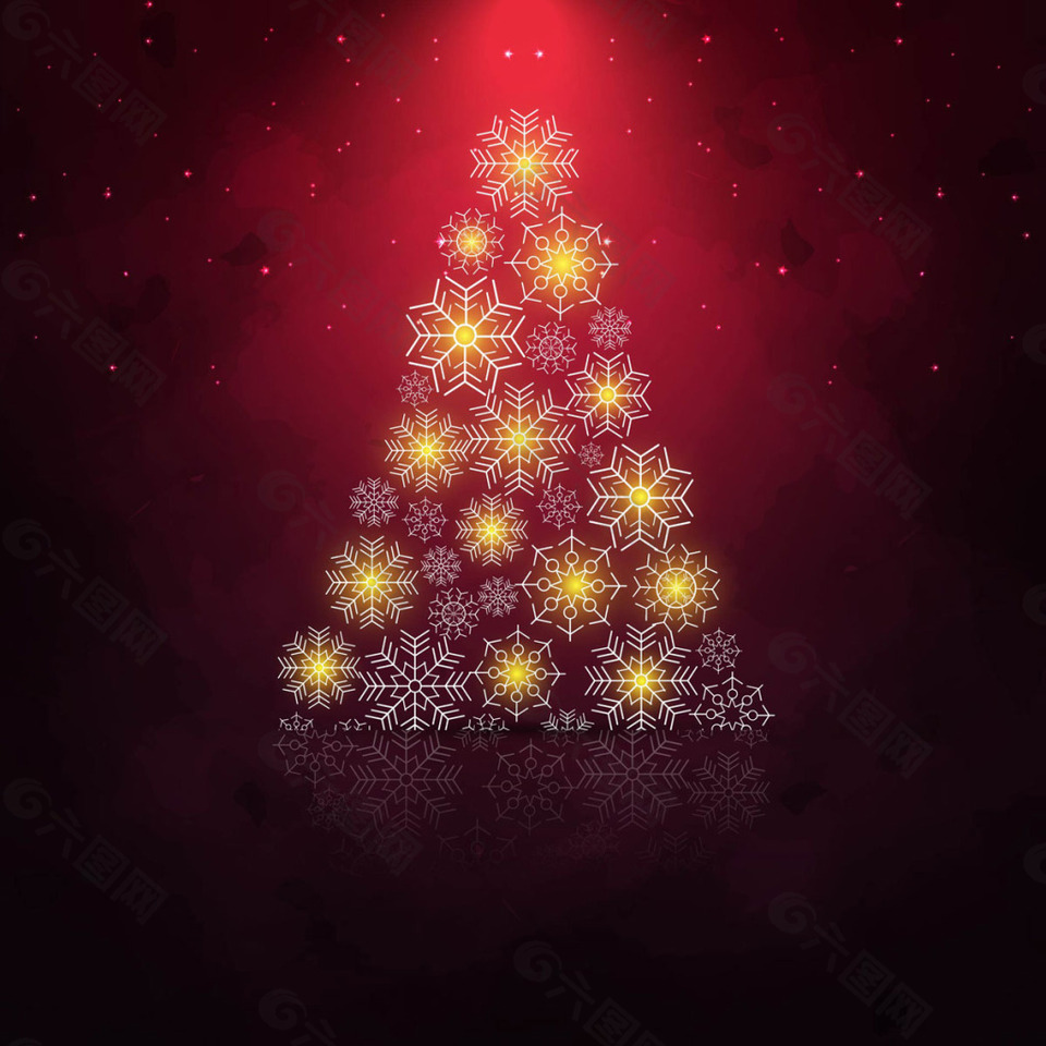 红色背景与闪亮的圣诞树背景素材免费下载 图片编号 六图网