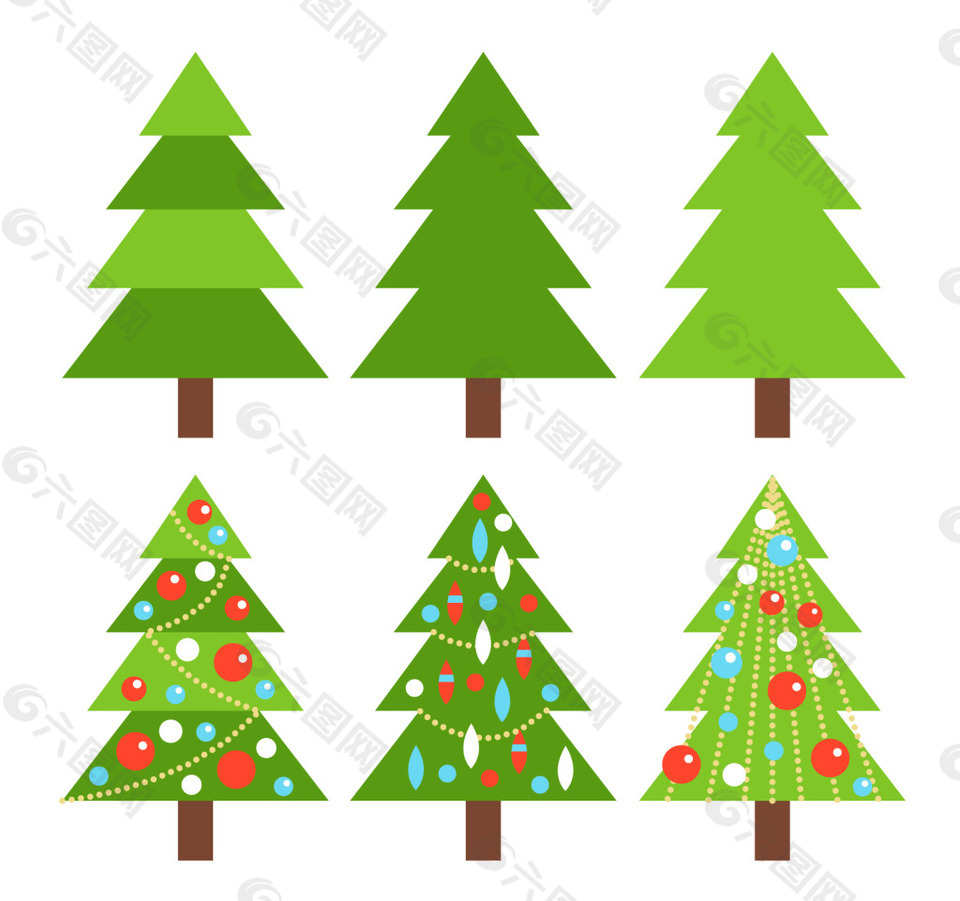 简单的圣诞树与装饰平面广告素材免费下载(图片编号:8209682)-六图网