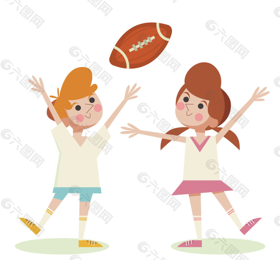 儿童人物运动橄榄球