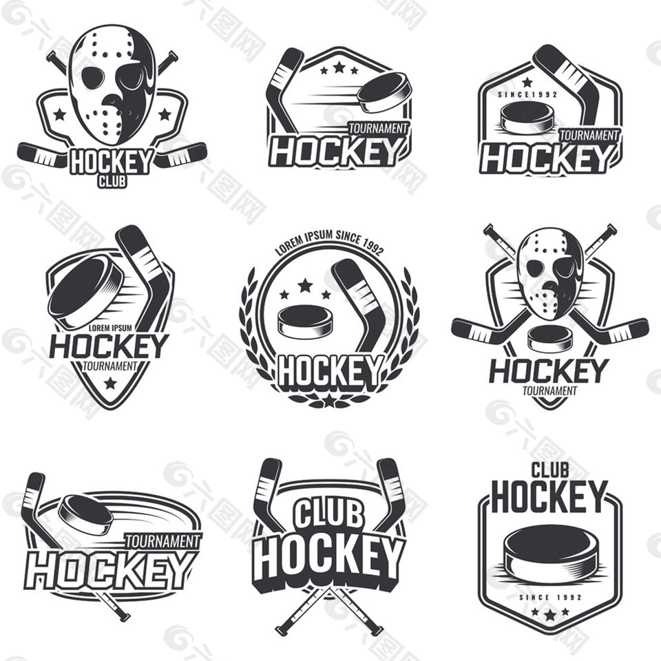 冰球复古logo图片
