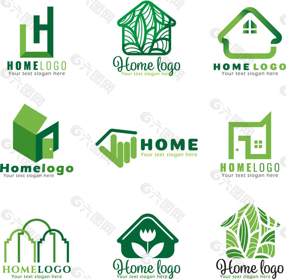 绿色创意房屋别墅标志图片