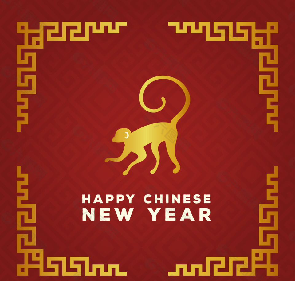 中国新年背景金色边框