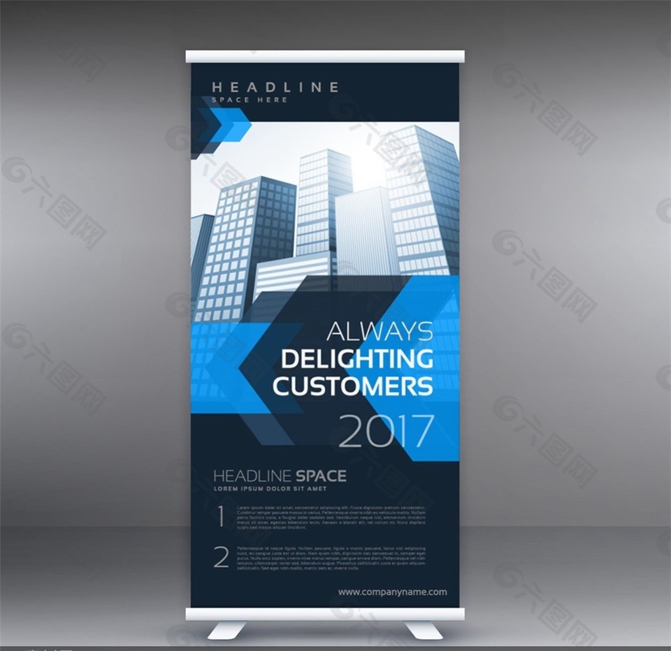 2017最新蓝色商务展架设计矢量素材