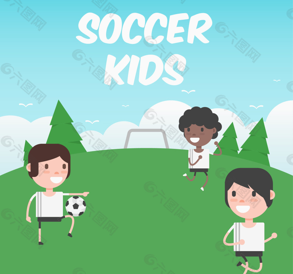 孩子们踢足球