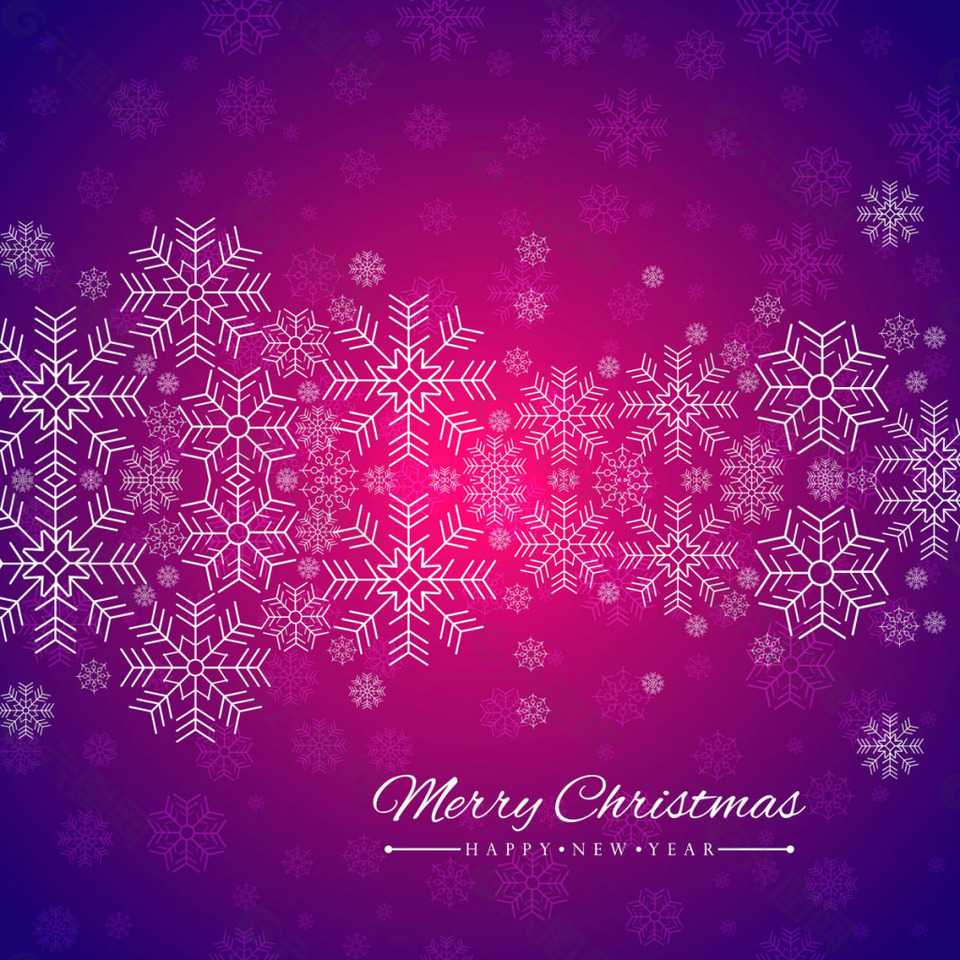 紫色圣诞背景雪花