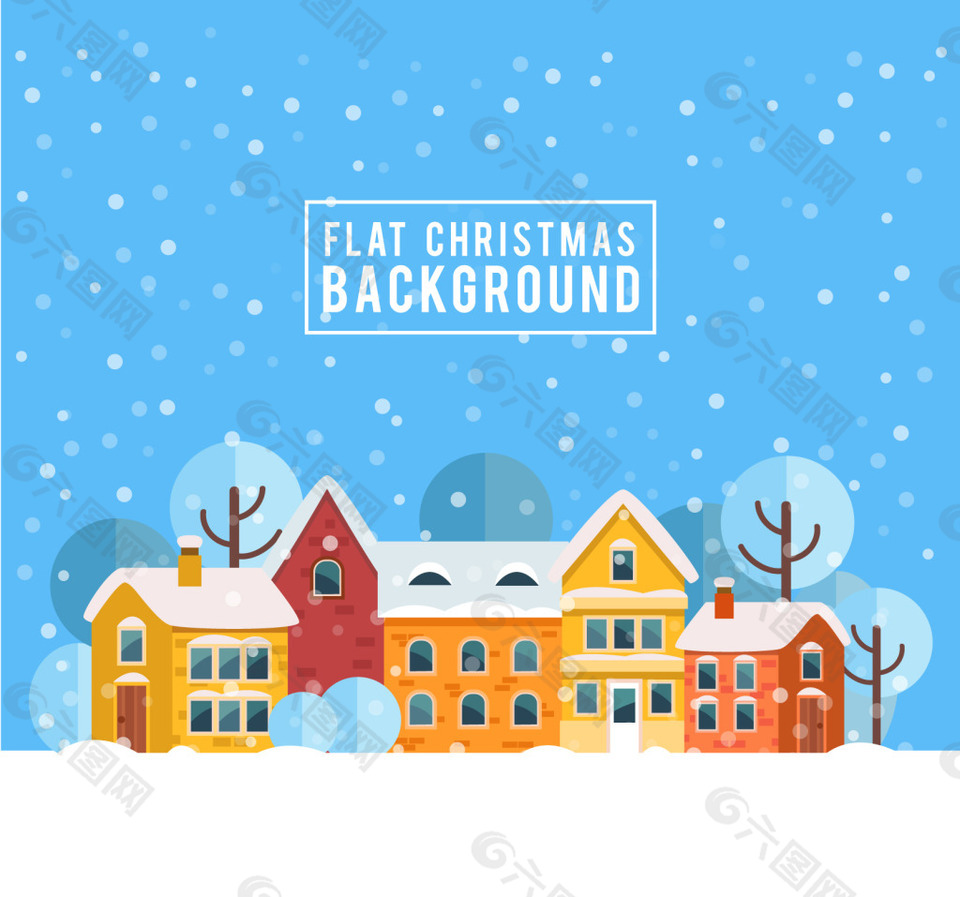 圣诞背景与雪的村庄背景素材免费下载 图片编号 六图网
