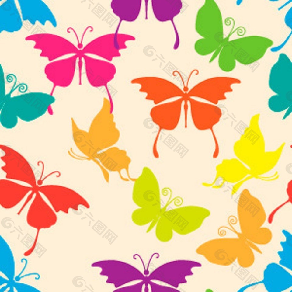 各式各样的花蝴蝶图案图标背景