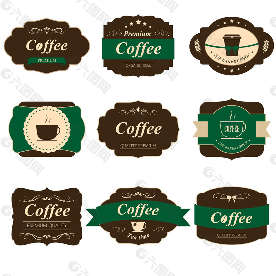 复古咖啡标签图片