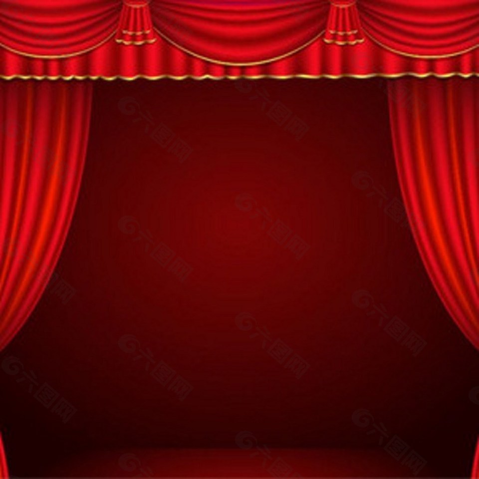 舞台上的红色窗帘图案背景海报图