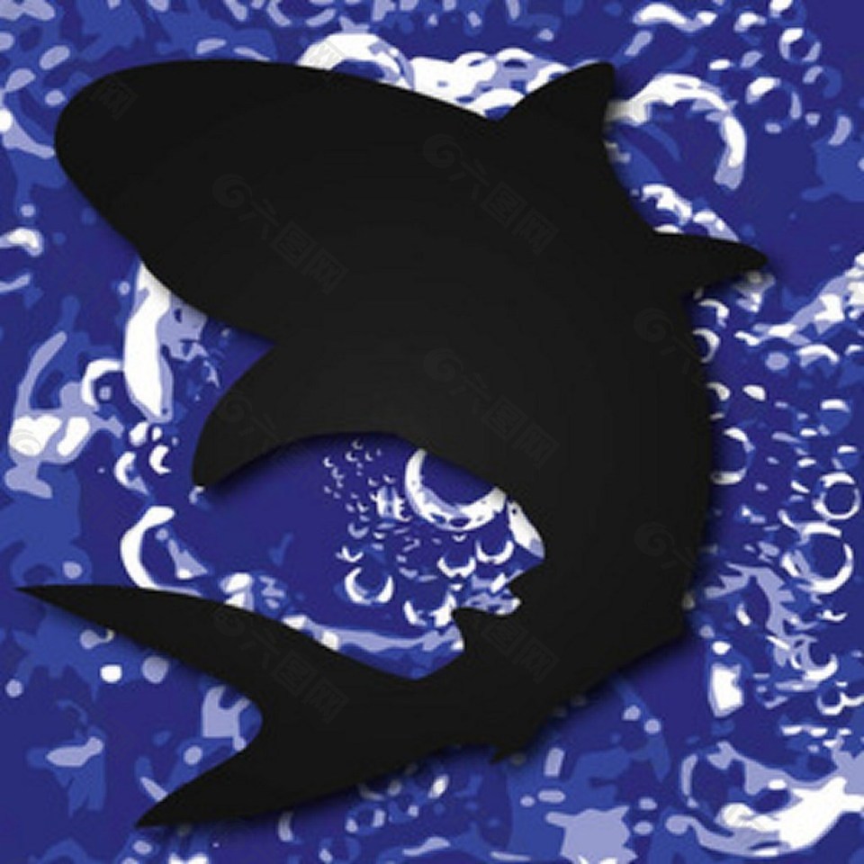 一条黑色鱼 在水下游泳场面背景图案