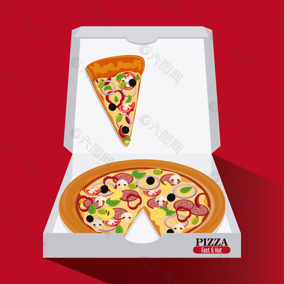 白色盒子的披萨图片