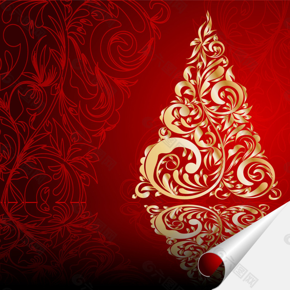 圣诞金色装饰树木背景设计