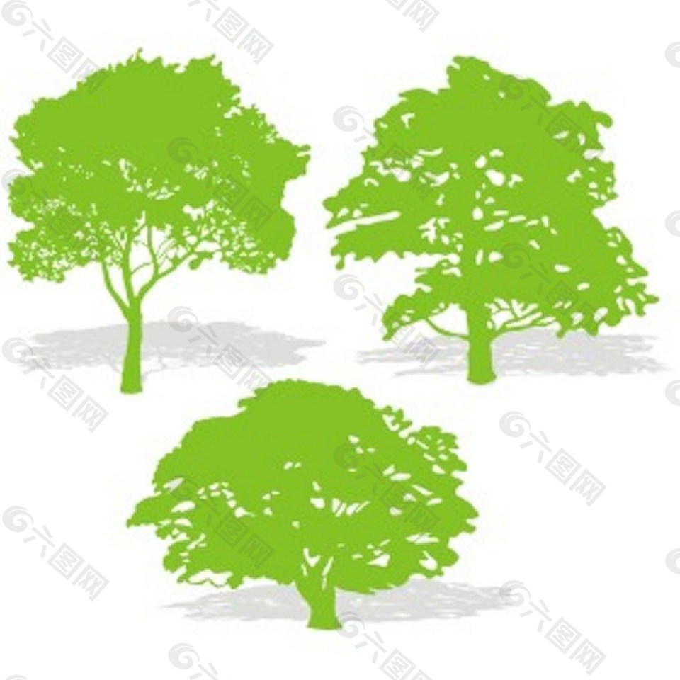 三棵树的剪影图标矢量