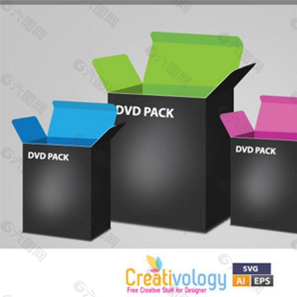 DVD包装盒模板图标矢量
