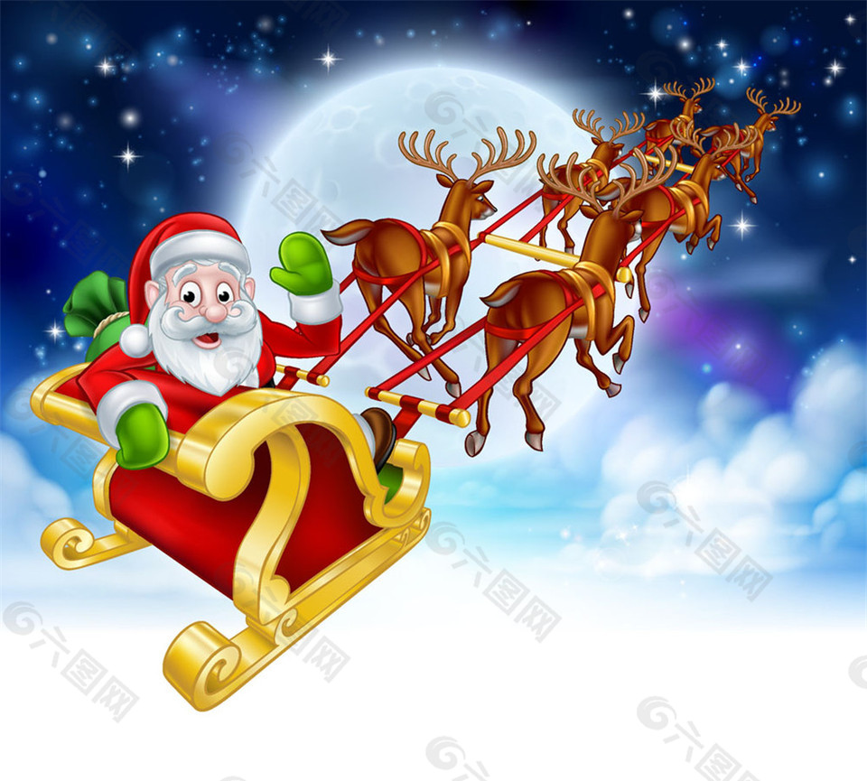 拉圣诞老人的糜鹿图片设计元素素材免费下载(图片编号:8238127)