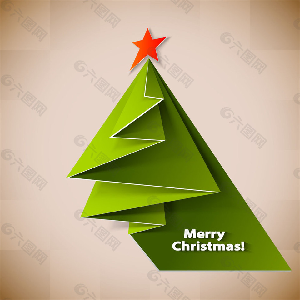 绿色折纸圣诞树图片1