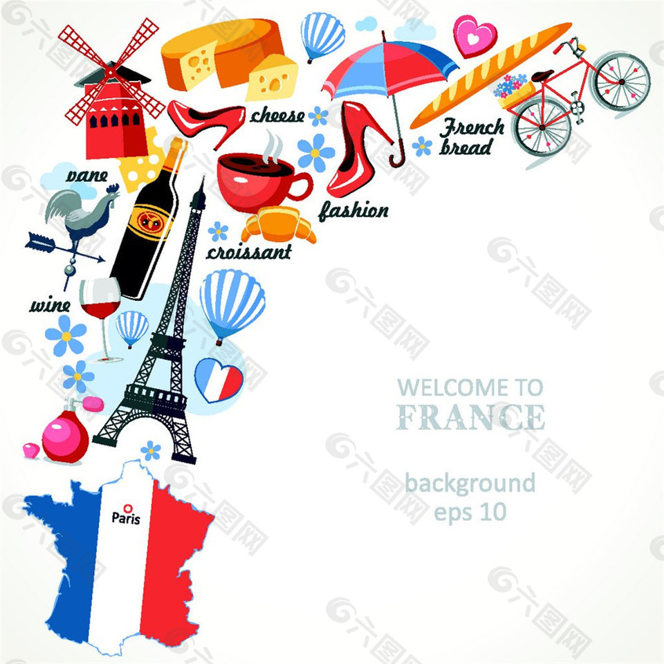 法国旅游主题漫画图片