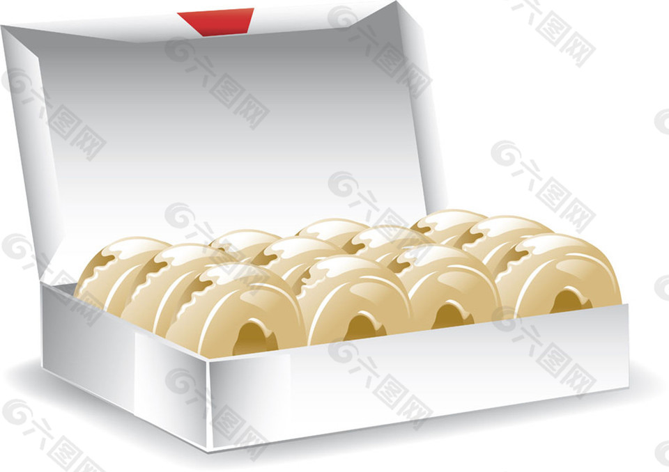 盒子里的白色甜甜圈图片