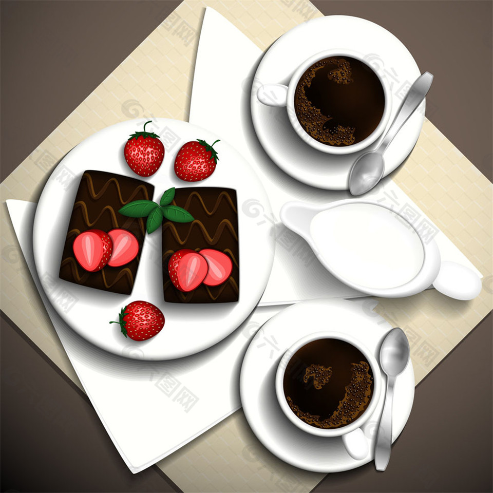 卡通草莓咖啡图片