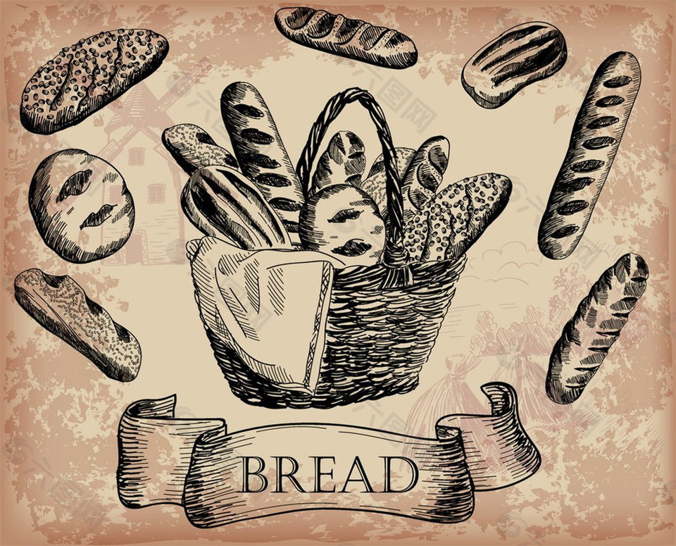 手绘面包图片4