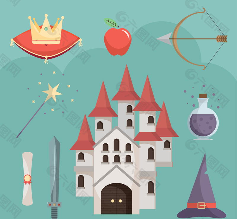 9款童话故事元素矢量素材