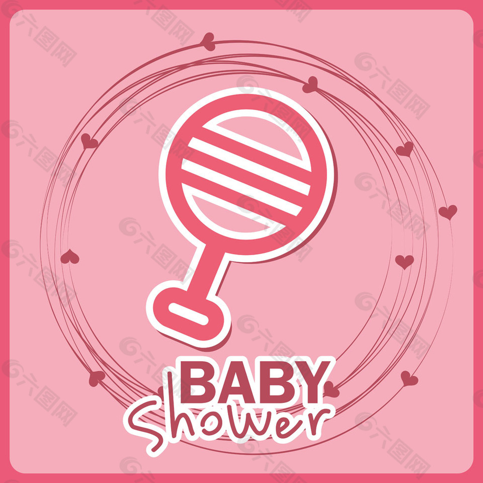 粉色婴儿沐浴卡图片