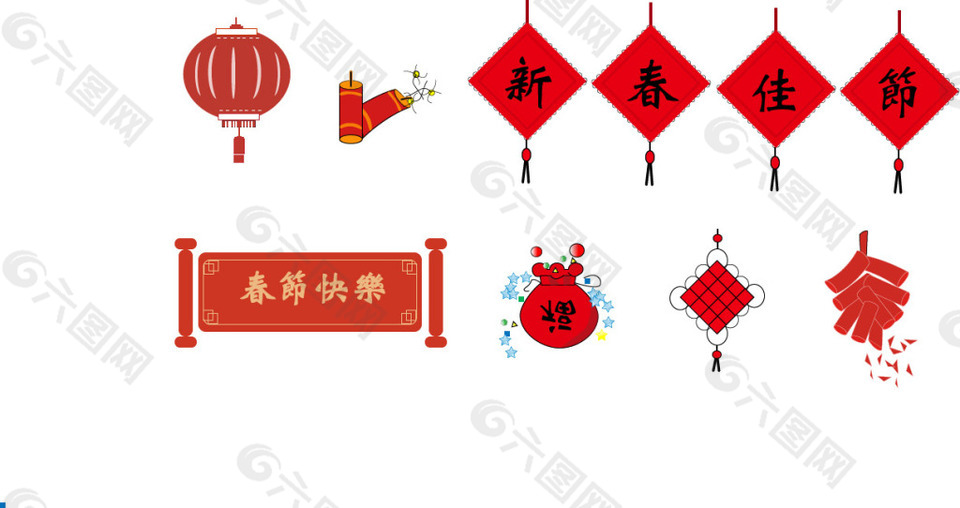 春节喜庆中国年素材图标