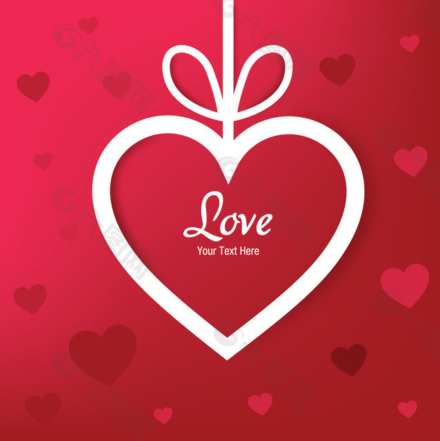 剪纸贴花的情人心背景