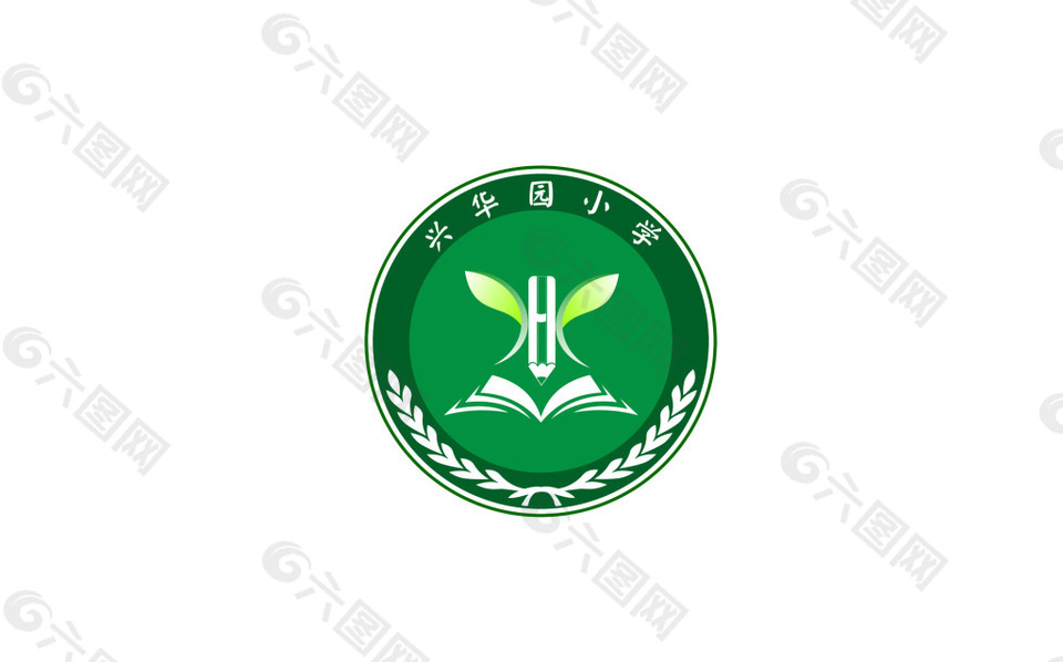 原创logo设计兴华园圆形校徽矢量图
