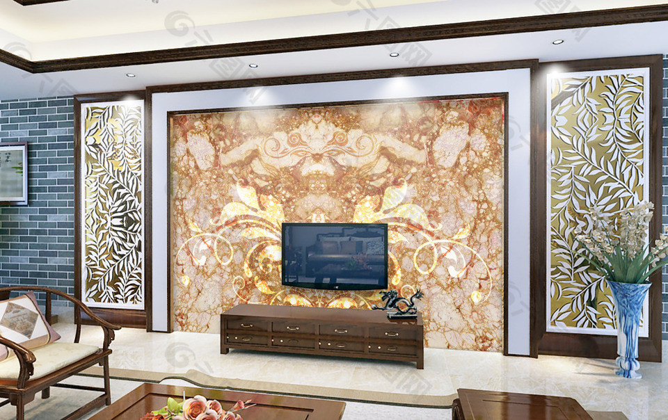 欧式豪华时尚电视背景墙设计
