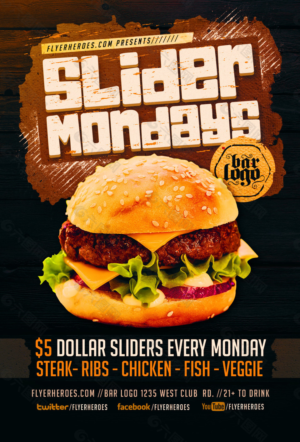 滑块周一传单模板