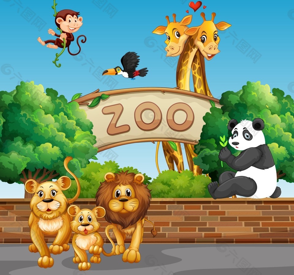 素材模板下载,本次平面广告 作品主题是 可爱的卡通动物,编号是