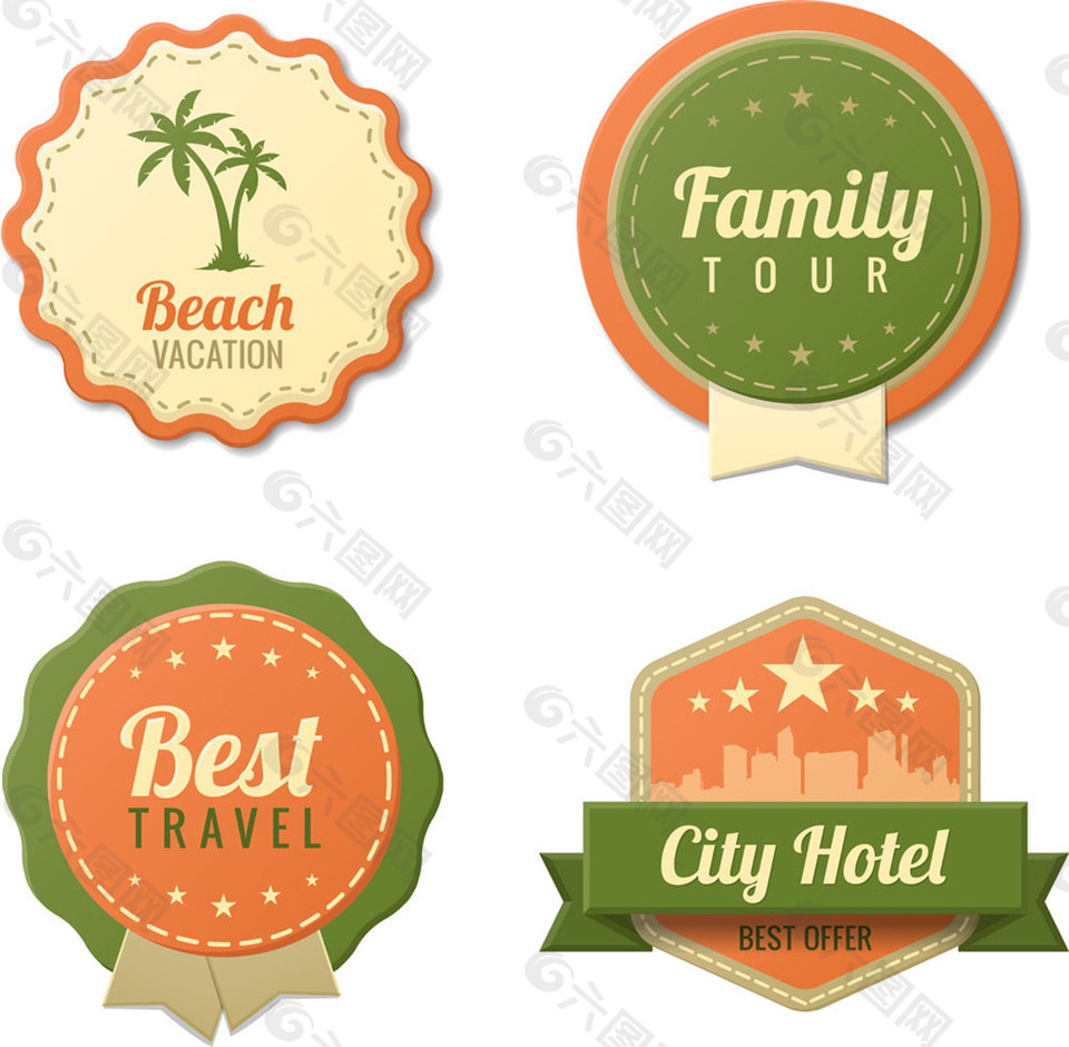 夏日旅游酒店标签图片