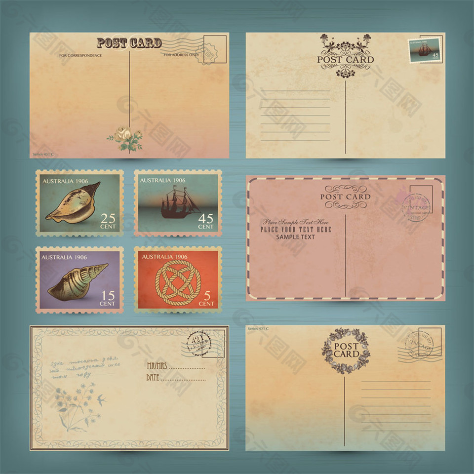 海螺邮票与明信片图片