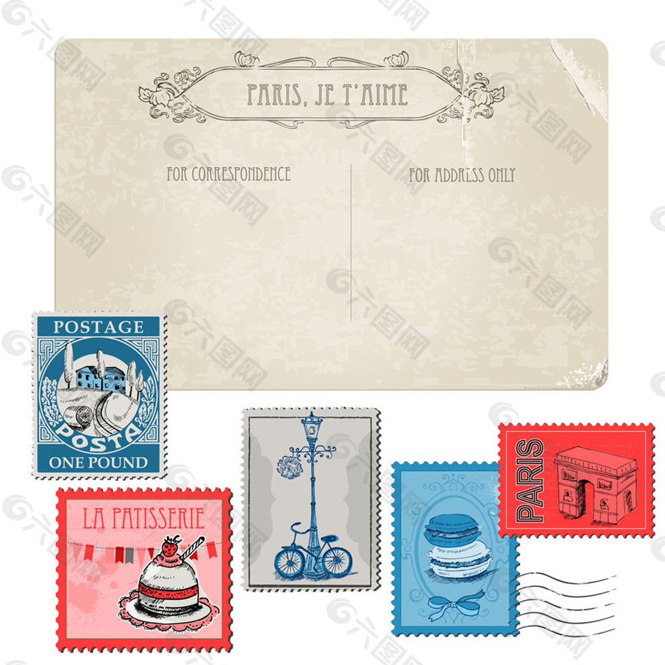 怀旧明信片与邮票图片1