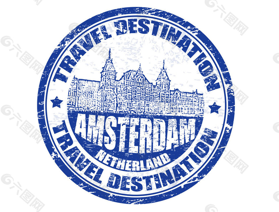 蓝色荷兰建筑标签图片