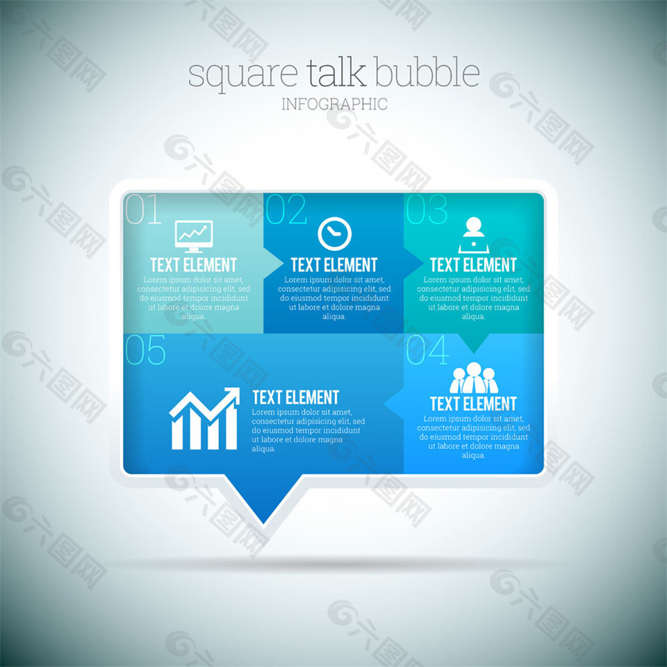 蓝色对话框信息图表图片