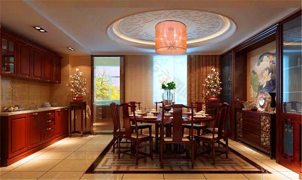 中式餐厅模型