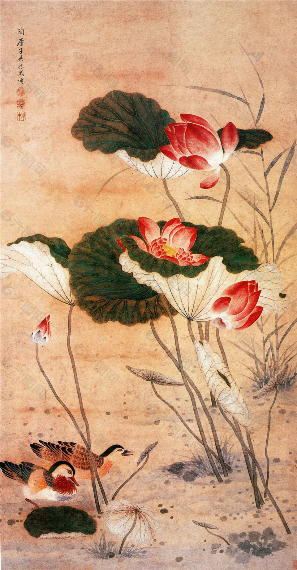 荷花莲叶装饰画