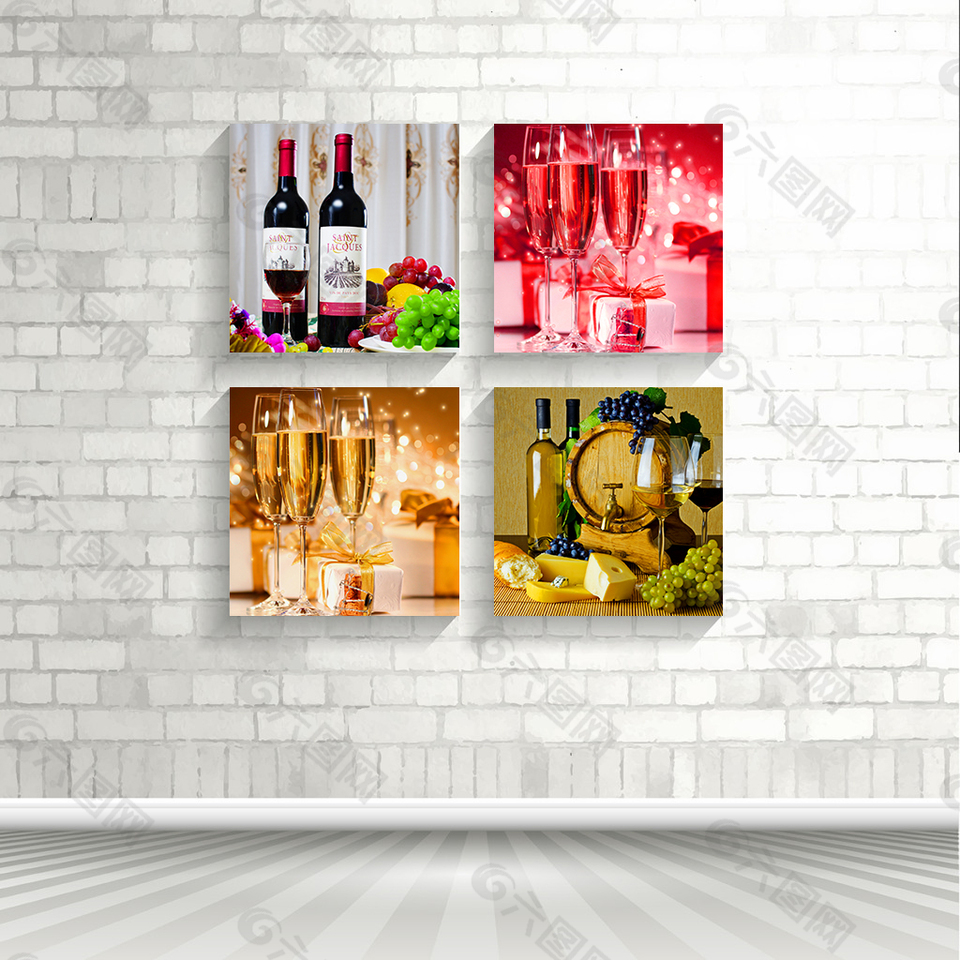 高脚杯餐厅背景配电箱无框装饰画