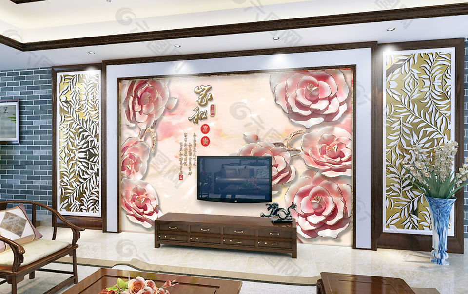 中国风电视背景墙设计素材模板