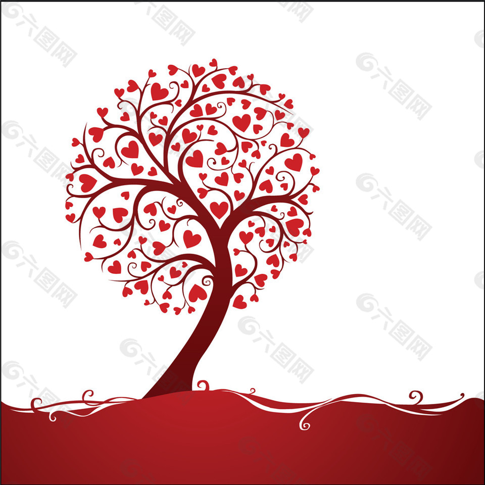 红色爱心树装饰画