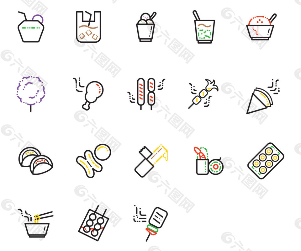 曼谷街头食品的图标