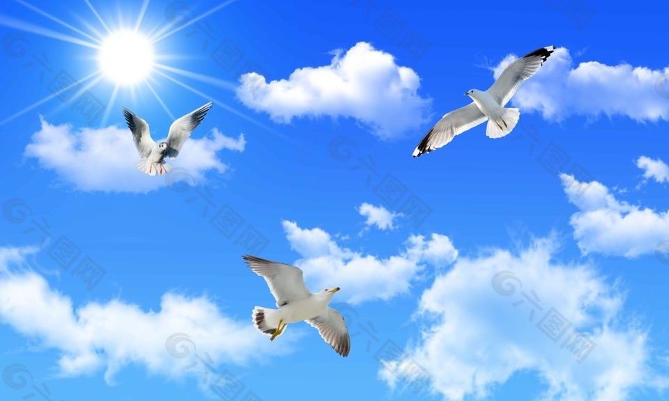 蓝色天空吊顶模板