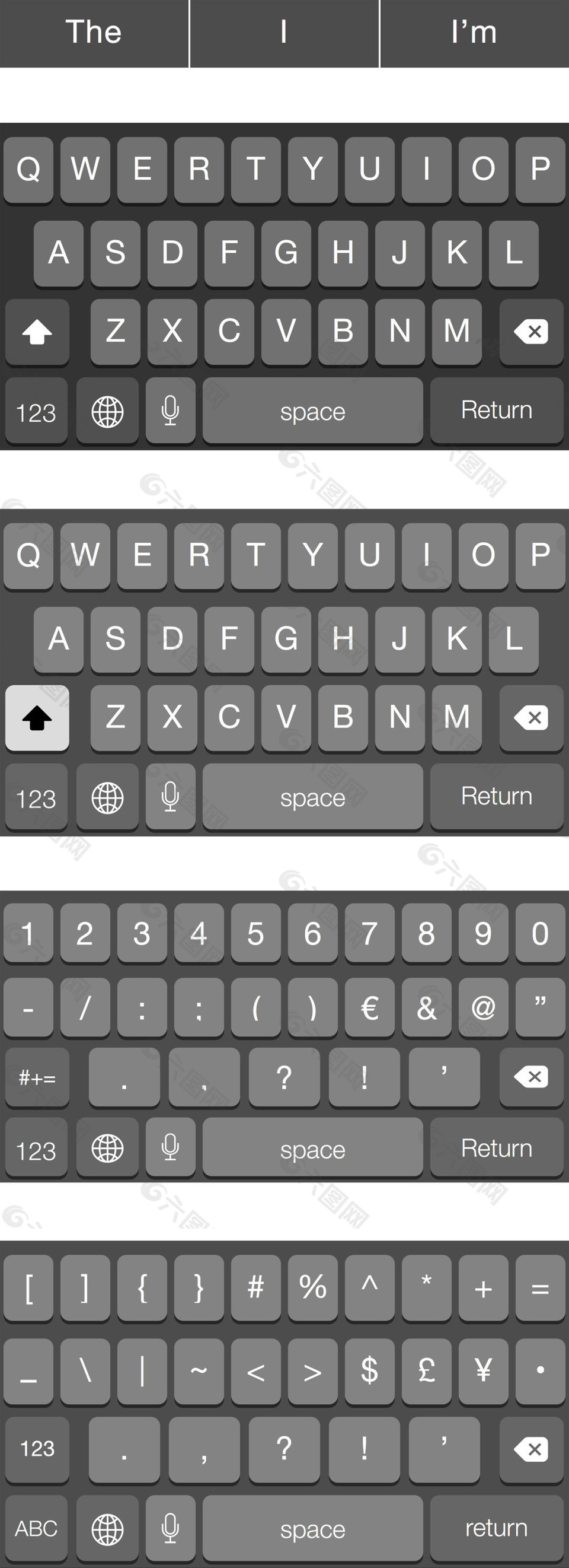 ios 8黑色键盘移动手机app界面ui