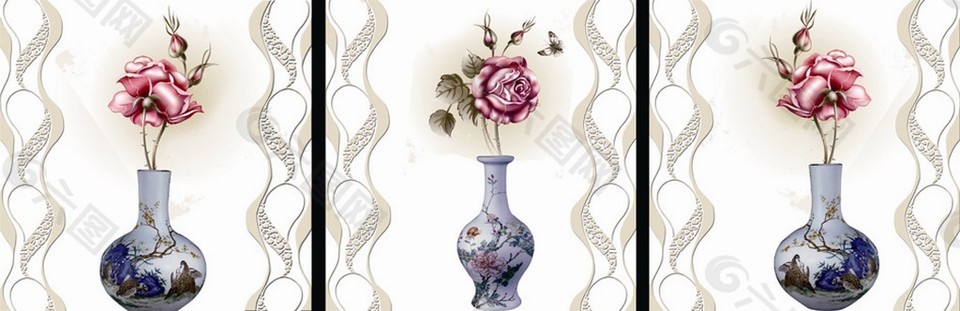 复古花瓶花纹装饰画装饰装修素材免费下载 图片编号 六图网